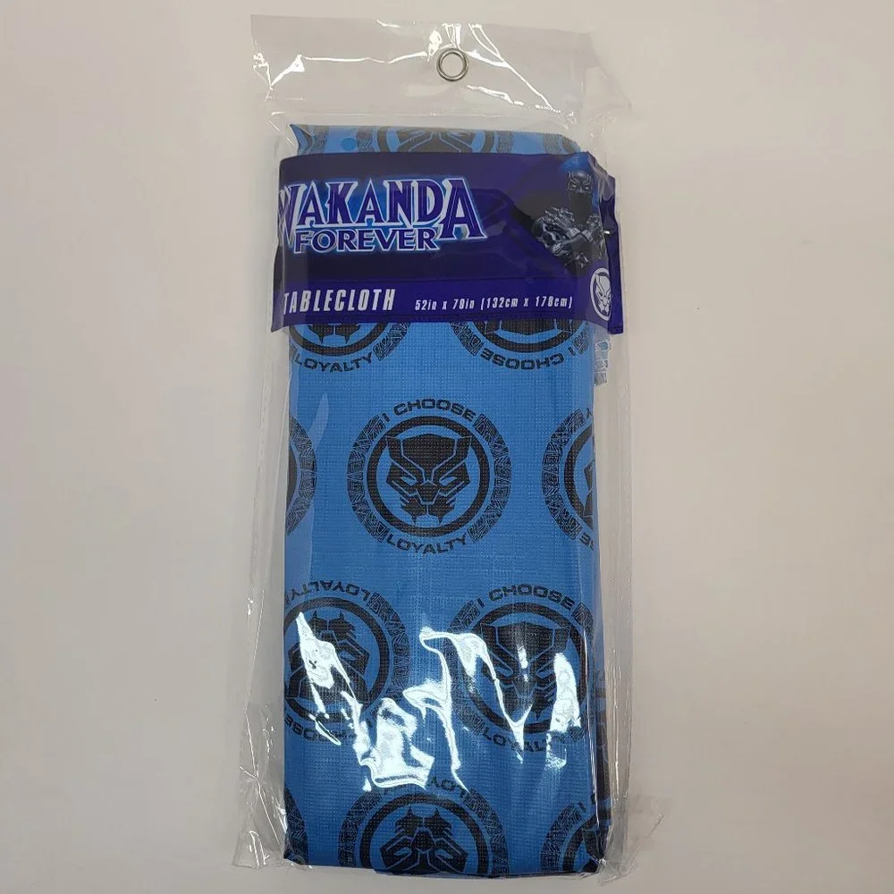 Marvel Black Panther Wakanda Forever‎ Tablecloth 52x70in Blue Black New Party
